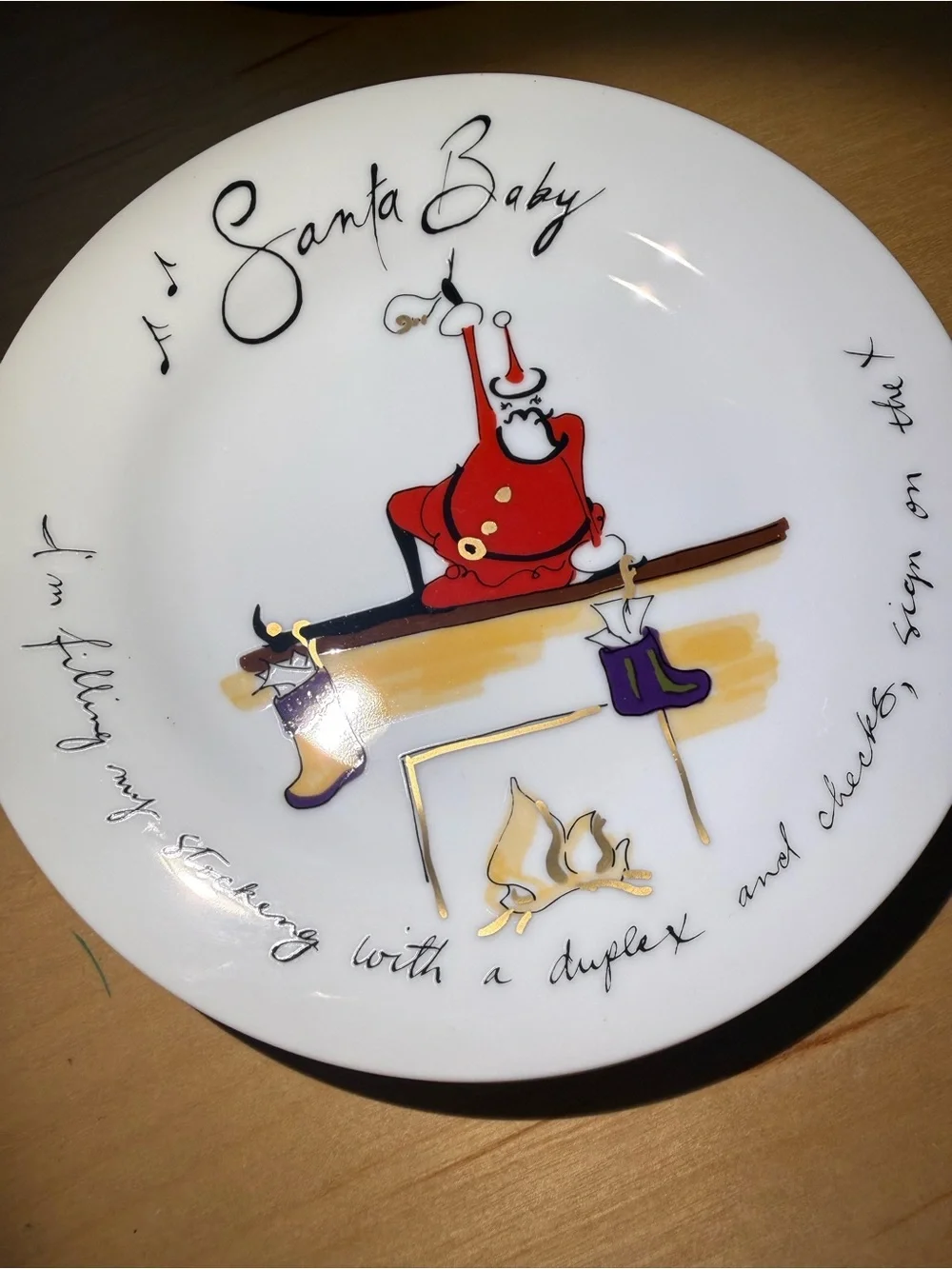 Pottery Barn Santa Baby Holiday lunch/salad Plates - White 8.5”. Made in Japan